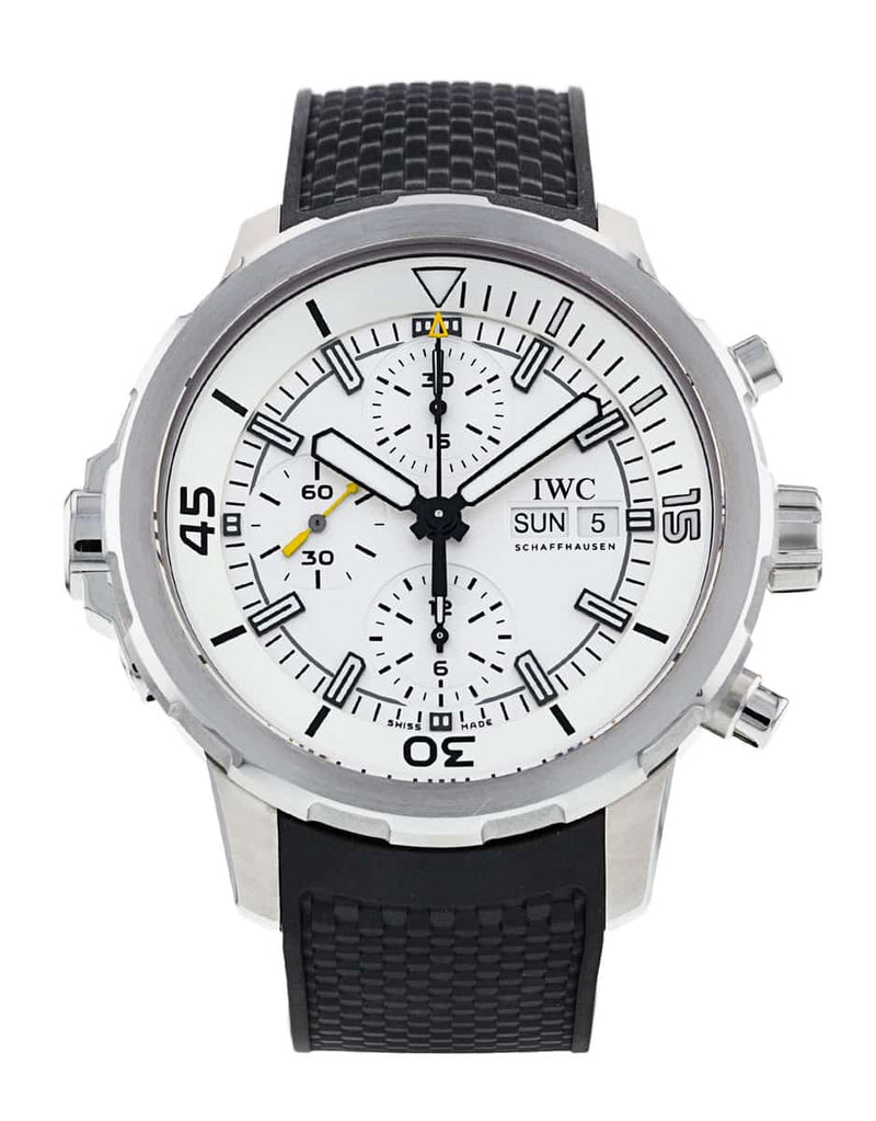Shop IWC Aquatimer Chronograph White Dial Black Rubber Strap Watch for Men - IW376801 in USA
