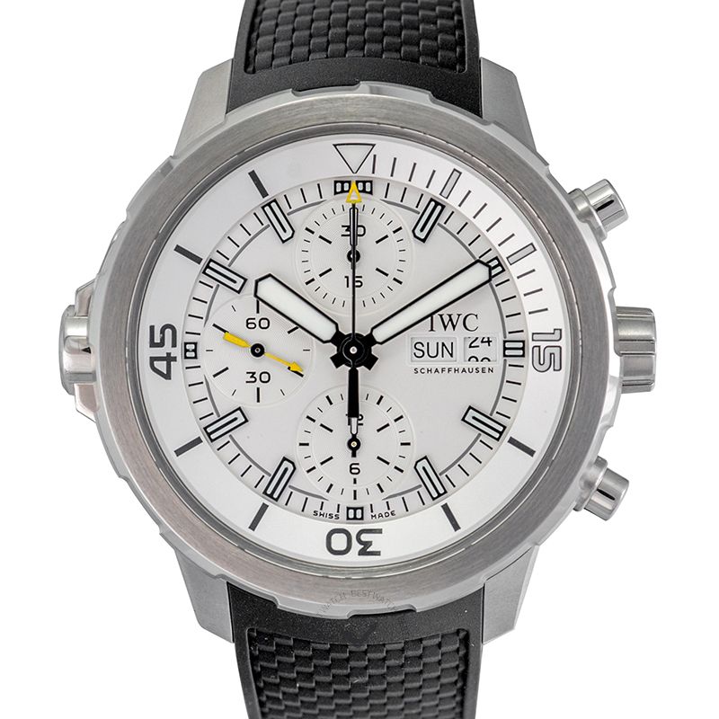 Shop IWC Aquatimer Chronograph White Dial Black Rubber Strap Watch for Men - IW376801 in USA