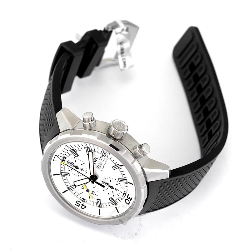 Shop IWC Aquatimer Chronograph White Dial Black Rubber Strap Watch for Men - IW376801 in USA