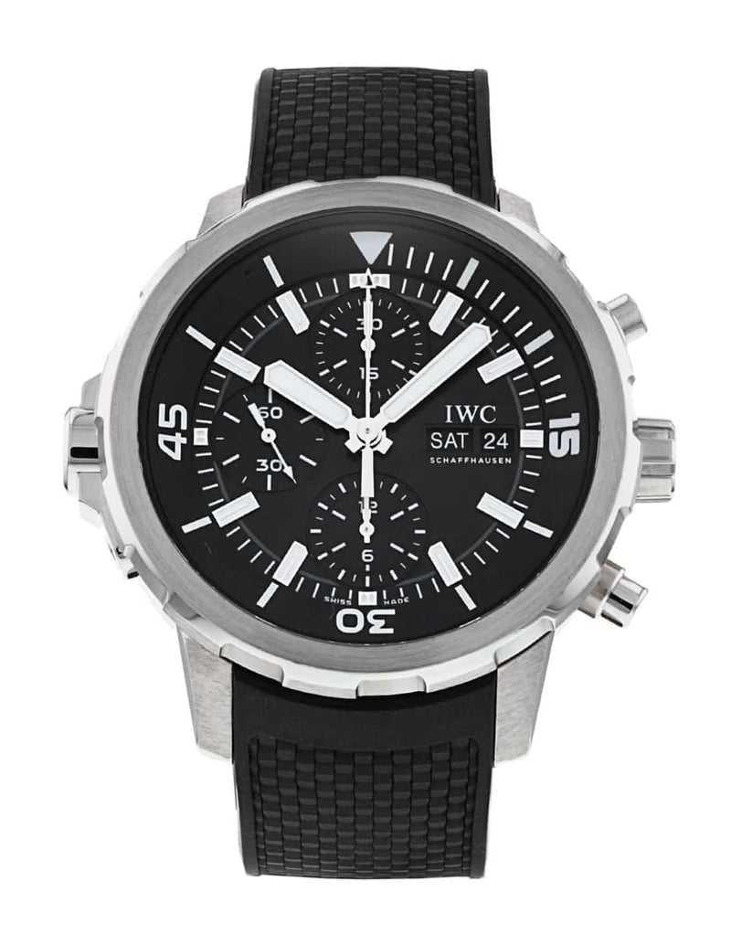 Shop IWC Aquatimer Chronograph Black Dial Black Leather Strap Watch for Men - IW376803 in USA