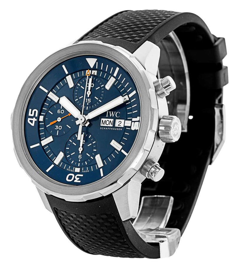 Shop IWC Aquatimer Automatic Chronograph 44mm Blue Dial Black Rubber Strap Watch for Men - IW376805 in USA