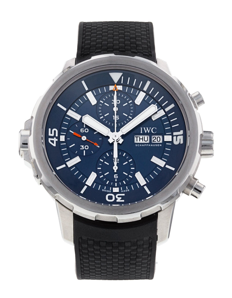 Shop IWC Aquatimer Automatic Chronograph 44mm Blue Dial Black Rubber Strap Watch for Men - IW376805 in USA