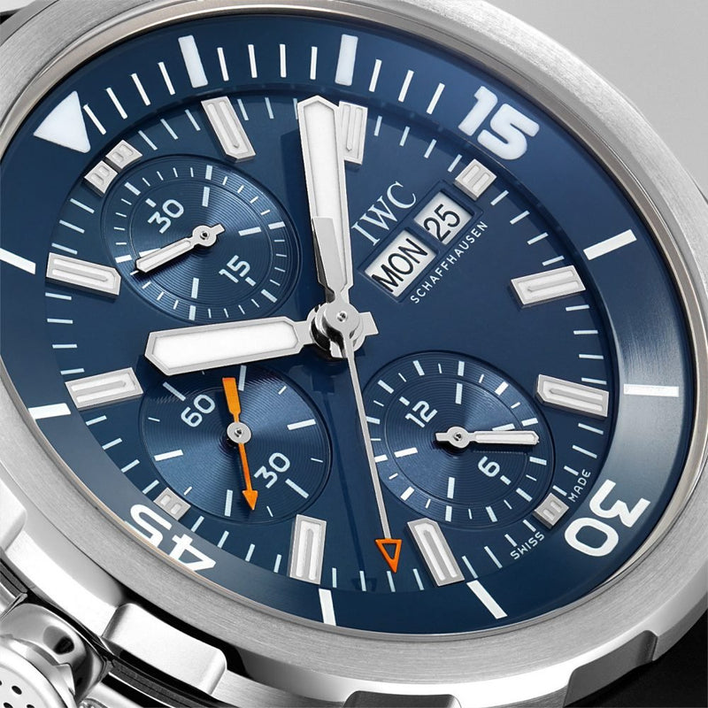 Shop IWC Aquatimer Automatic Chronograph 44mm Blue Dial Black Rubber Strap Watch for Men - IW376805 in USA