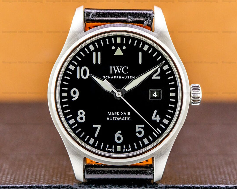 IWC Pilot's Mark XVIII 40mm Black Dial Black Leather Strap Watch for Men - IW327001 Buy Now By IWC