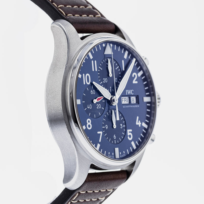 Shop IWC Pilot’s Watch Chronograph Edition “Le Petit Prince” Blue Dial Brown Leather Strap Watch for Men - IW377714 in USA