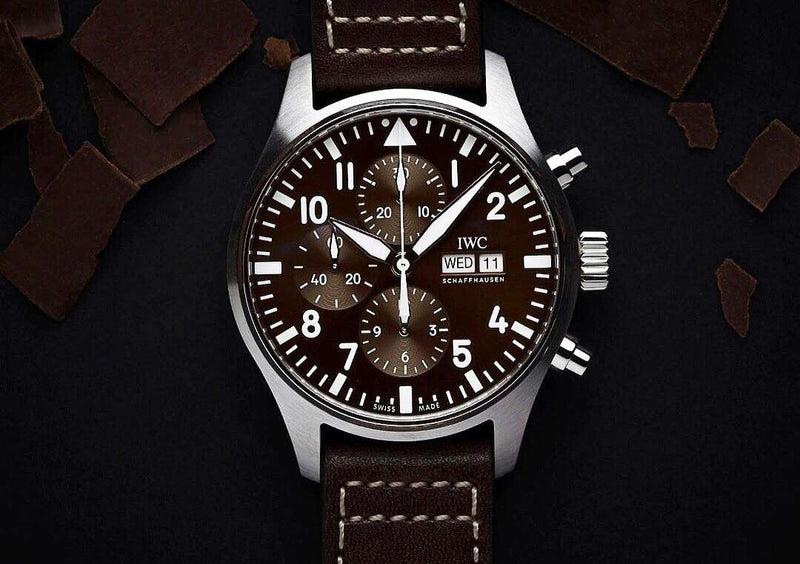 Shop IWC Pilot's Watch Chronograph Edition Brown Dial Brown Leather Strap Watch for Men - IW377713 in USA
