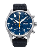 IWC Pilot's Automatic Chronograph 43mm Blue Dial Blue Calfskin Strap Watch for Men - IW377729 Buy Now By IWC