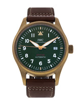 Shop IWC Pilot's Watch Automatic Spitfire Green Dial Brown Leather Strap Watch for Men - IW326802 in USA