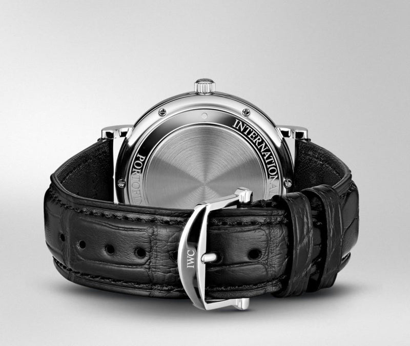 Shop IWC Portofino Automatic White Dial Black Leather Strap Watch for Men - IW356501 in USA
