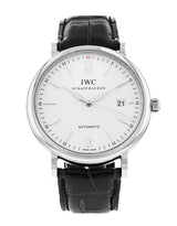 Shop IWC Portofino Automatic White Dial Black Leather Strap Watch for Men - IW356501 in USA