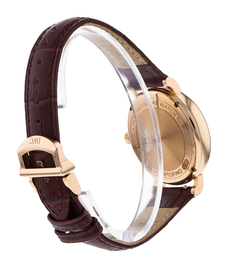 Shop IWC Portofino Automatic Silver Dial Red Leather Strap Watch for Women - IW357401 in USA