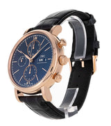 Shop IWC Portofino Chronograph Blue Dial Black Leather Strap Watch for Men - IW391035 in USA