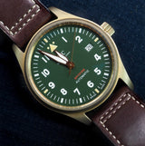 Shop IWC Pilot's Watch Automatic Spitfire Green Dial Brown Leather Strap Watch for Men - IW326802 in USA