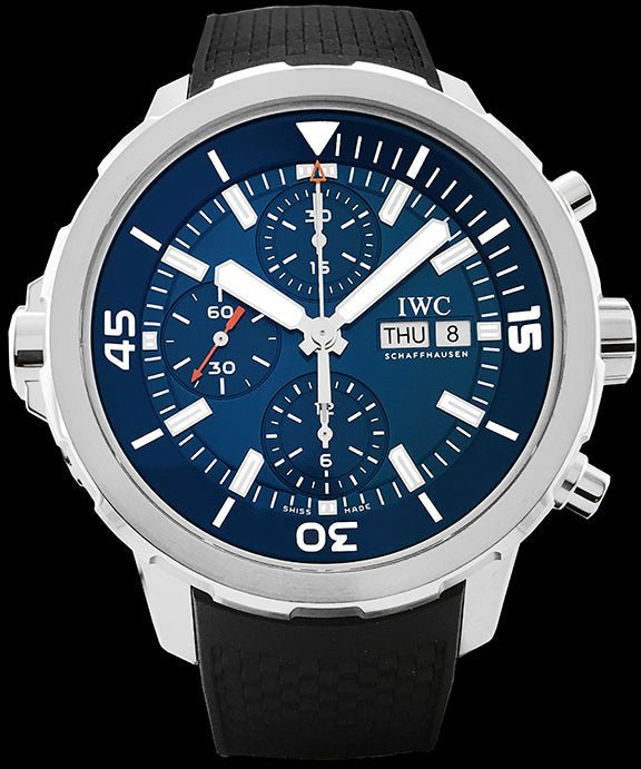 Shop IWC Aquatimer Automatic Chronograph 44mm Blue Dial Black Rubber Strap Watch for Men - IW376805 in USA
