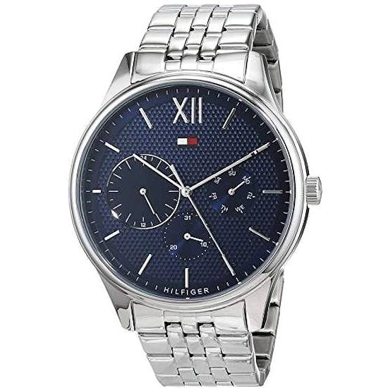 Shop Tommy Hilfiger Damon Chronograph Blue Dial Silver Steel Strap Watch for Men - 1791416 in USA