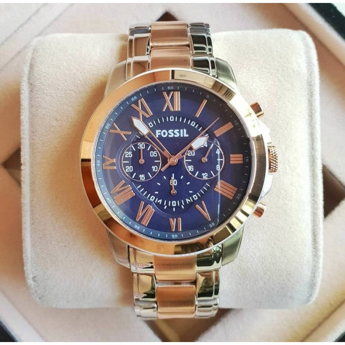 Fossil Grant Chronograph Blue Dial Two Tone Steel Strap Watch for Men - FS5024 Buy Now By Fossil
