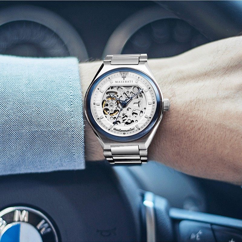 Maserati Triconic Automatic Skeleton Grey Dial Silver Steel Strap Watch For Men - R8823139002 Buy Now By Maserati