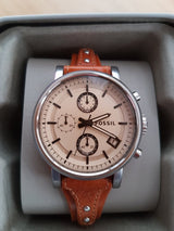 Fossil Original Boyfriend Sport Chronograph Beige Dial Brown Leather Strap Watch for Women - ES4046 Buy Now By Fossil