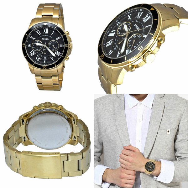 Fossil Inscription Automatic Black Dial Gold Steel Strap Watch for Men - FS5267 Buy Now By Fossil