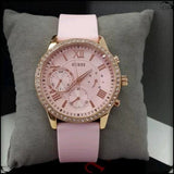 Shop Guess Solar Rose Gold Dial Pink Rubber Strap Watch For Women - W1135L2 in USA