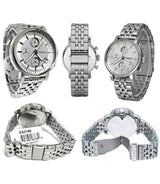 Fossil Boyfriend Chronograph Silver Dial Silver Steel Strap Watch for Women - ES2198 Buy Now By Fossil