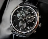 Tissot PR 100 Chronograph Black Dial Black Leather Strap Watch For Men - T101.417.16.051.00