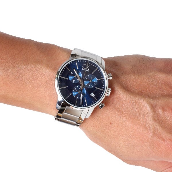 Shop Calvin Klein City Chronograph Blue Dial Silver Steel Strap Watch for Men - K2G2714N in USA