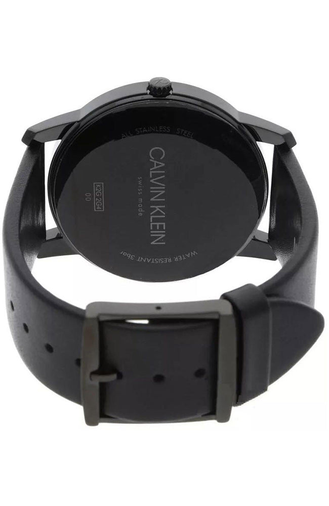 Calvin Klein City Quartz Black Dial Black Leather Strap Watch for Men - K2G2G4CX Buy Now By Calvin Klein