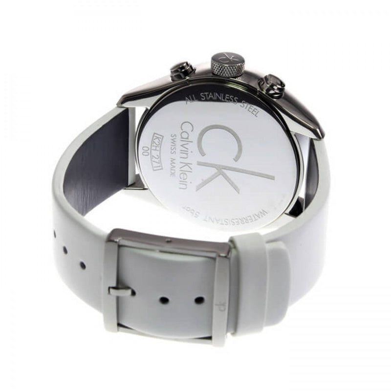 Calvin Klein Masculine Chronograph White Dial White Leather Strap Watch for Men - K2H27101 Buy Now By Calvin Klein