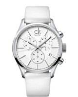Calvin Klein Masculine Chronograph White Dial White Leather Strap Watch for Men - K2H27101 Buy Now By Calvin Klein