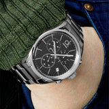 Shop Calvin Klein Masculine Chronograph Black Dial Silver Steel Strap Watch for Men - K2H27104 in USA