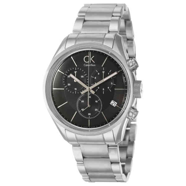 Shop Calvin Klein Masculine Chronograph Black Dial Silver Steel Strap Watch for Men - K2H27104 in USA