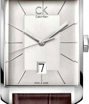 Shop Calvin Klein Window Silver Dial Brown Leather Strap Watch for Men - K2M21126 in USA