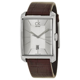 Shop Calvin Klein Window Silver Dial Brown Leather Strap Watch for Men - K2M21126 in USA