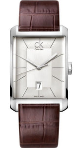 Shop Calvin Klein Window Silver Dial Brown Leather Strap Watch for Men - K2M21126 in USA