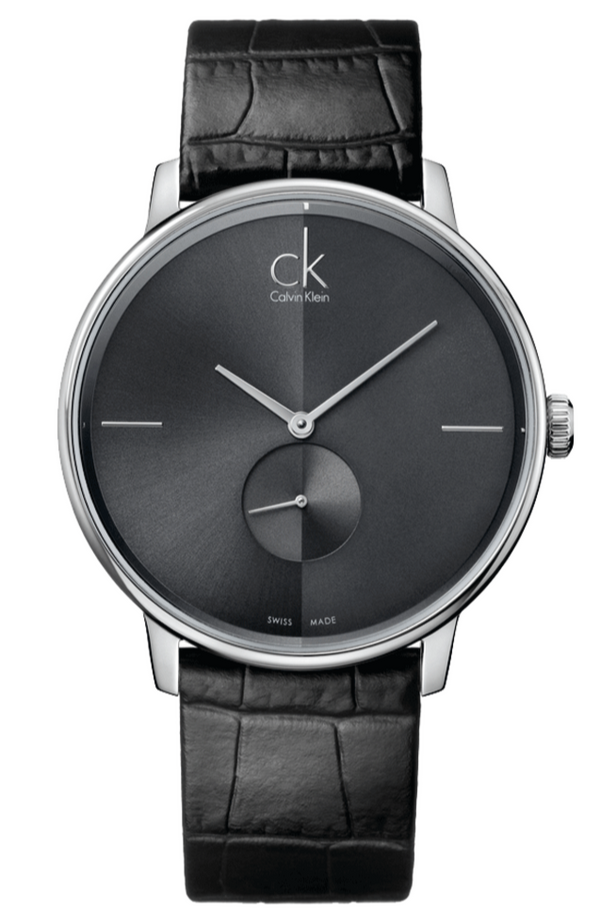 Shop Calvin Klein Accent Black Dial Black Leather Strap Watch for Men - K2Y211C3 in USA