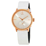 Calvin Klein Accent Silver Dial White Leather Strap Watch for Women - K2Y216K6 Buy Now By Calvin Klein