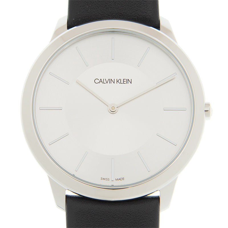 Calvin Klein Minimalist White Dial Black Leather Strap Watch for Men - K3M211C6 Buy Now By Calvin Klein
