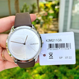 Calvin Klein Minimal Silver Dial Brown Leather Strap Watch for Men - K3M211G6 Buy Now By Calvin Klein