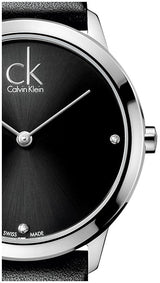 Calvin Klein Minimal Black Dial Black Leather Strap Watch for Women - K3M231CS Buy Now By Calvin Klein