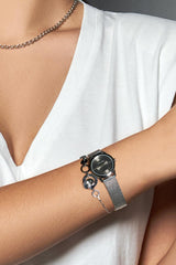 Calvin Klein Minimal Grey Dial Silver Mesh Bracelet Watch for Women - K3M23124