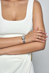 Calvin Klein Minimal White Dial Silver Mesh Bracelet Watch for Women - K3M23126