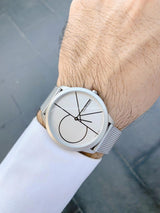 Calvin Klein Minimal White Dial Silver Mesh Bracelet Watch for Men - K3M51152 Buy Now By Calvin Klein