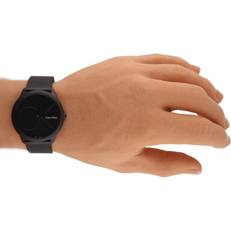 Shop Calvin Klein Minimal Black Dial Black Mesh Bracelet Watch for Men - K3M514B1 in USA