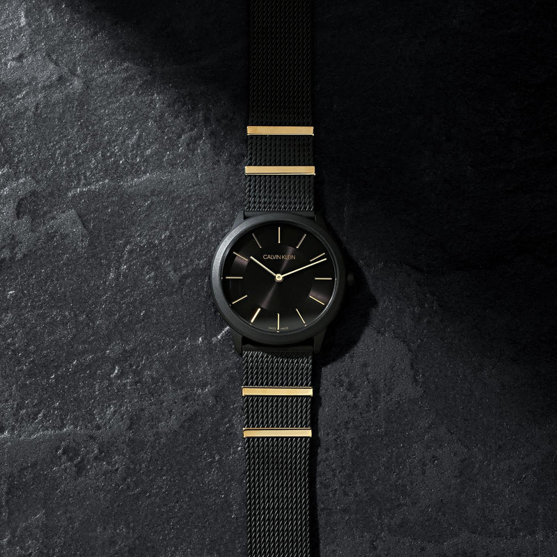 Calvin Klein Minimal Black Dial Black Steel Strap Watch For Men - K3M524Z1 Buy Now By Calvin Klein