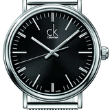 Calvin Klein Surround Black Dial Silver Mesh Bracelet Watch for Men - K3W21121
