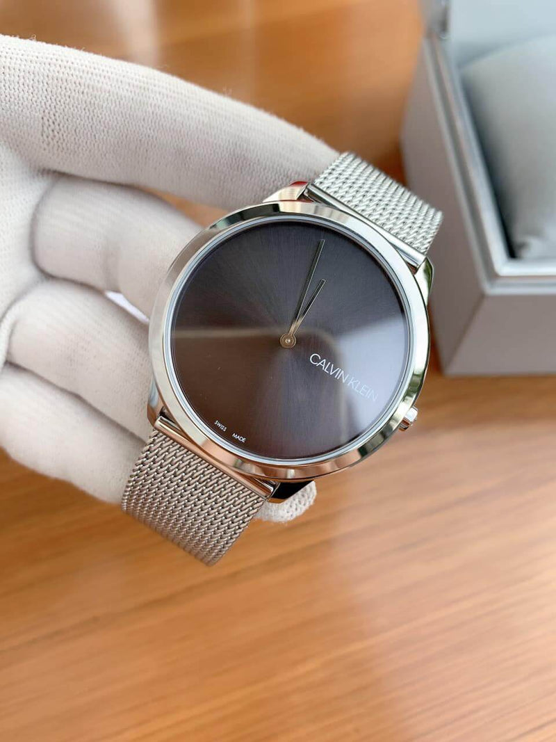 Calvin Klein Minimal Grey Dial Silver Mesh Bracelet Watch for Women - K3M221Y3 Buy Now By Calvin Klein