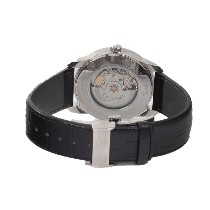 Calvin Klein Infinity Silver Dial Black Leather Strap Watch for Men - K5S341C6 Buy Now By Calvin Klein