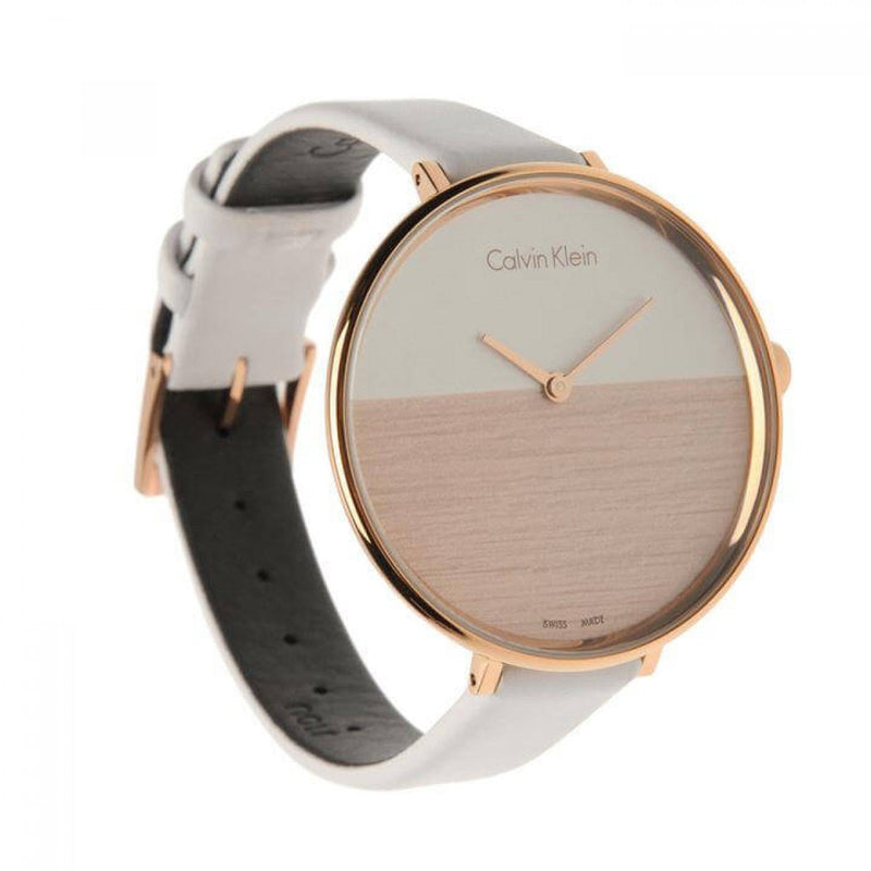 Calvin Klein Rise White Dial White Leather Strap Watch for Women - K7A236LH Buy Now By Calvin Klein
