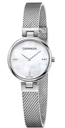 Calvin Klein Authentic Mother of Pearl Dial Silver Mesh Bracelet Watch for Women - K8G2312E